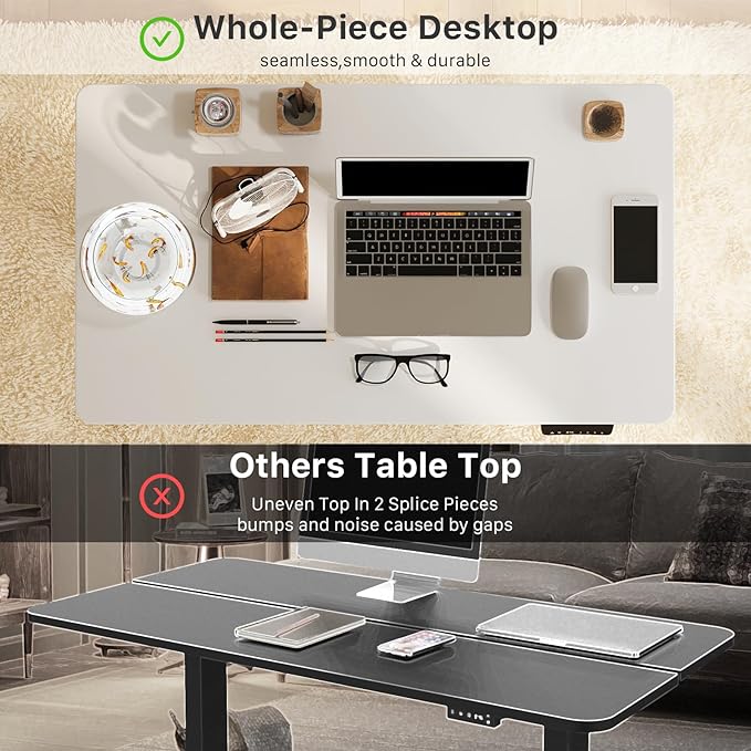 JOY worker Small Electric Standing Desk, 35" x 20" Whole Piece Height Adjustable Desk with Memory Controller, White Sit to Stand Desk Workstation for Home Office