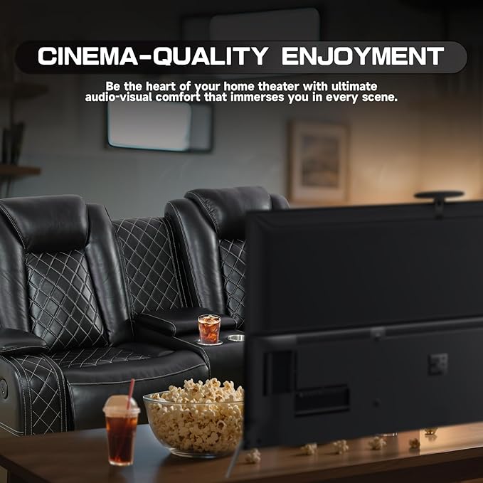 Nicbex PU Leather Power Wall Hugger Chair Double Reclining Sectional Sofa 2-Seater Loveseat Couch with Center Storage Console, USB Port, Cup Holders and Ambient LED Light for Living Room RV Theater