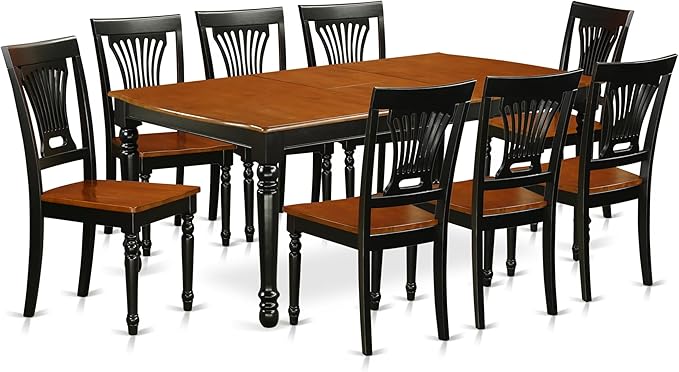 East West Furniture DOPL9-BCH-W 9 Piece Dining Room Table Set Includes a Rectangle Wooden Table with Butterfly Leaf and 8 Kitchen Dining Chairs, 42x78 Inch, Black & Cherry
