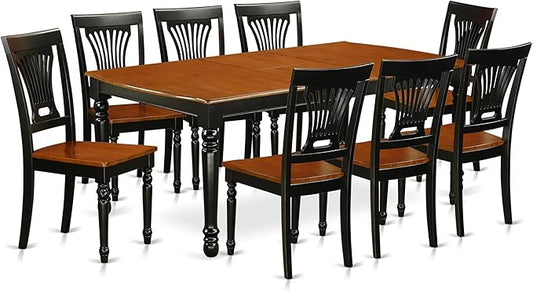 East West Furniture DOPL9-BCH-W 9 Piece Dining Room Table Set Includes a Rectangle Wooden Table with Butterfly Leaf and 8 Kitchen Dining Chairs, 42x78 Inch, Black & Cherry