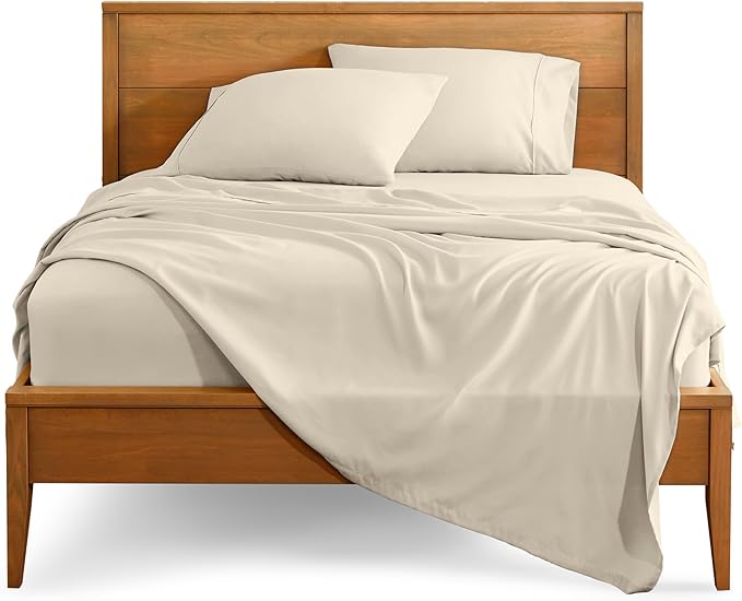 Bare Home King Sheet Set - Luxury 1800 Ultra-Soft Microfiber King Bed Sheets - Double Brushed - Deep Pockets - Easy Fit - 4 Piece Set - Bedding Sheets & Pillowcases (King, Sand)