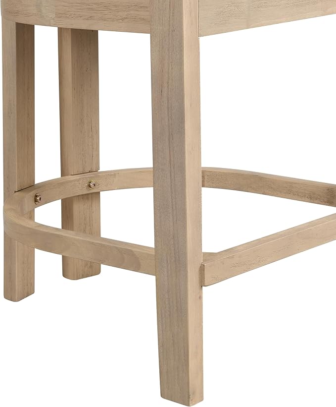 Christopher Knight Home Set of 2 Ryland Modern 26" Counter Height Bar Stools, Fabric Upholstered Counter Stools,Wooden Kitchen Island Armchair with Footrest, Round Backrest, Soft Seating,Beige+Natural