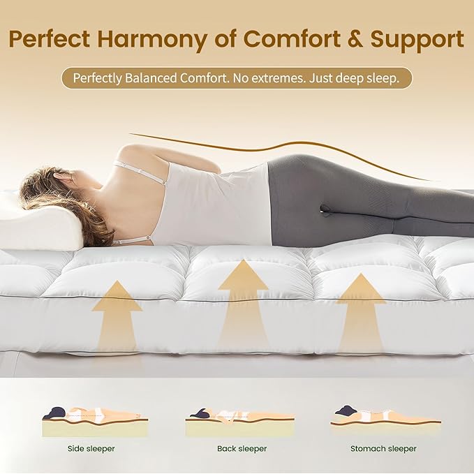 Decroom 5 Inch Memory Foam Mattress Topper King Size, Filled with Breathable Memory Foam Pillow Topper, Soft Fluffy Supportive Bed Mattress Pad for Back Pain Relief, 80x78x5 Inch