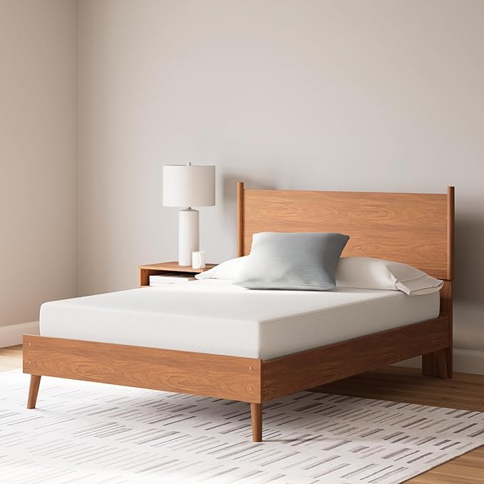 Signature Design by Ashley Full Size Chime 8 Inch Medium Firm Gel Memory Foam Mattress with Green Tea & Charcoal Extract, Fiberglass Free, Mattress In A Box