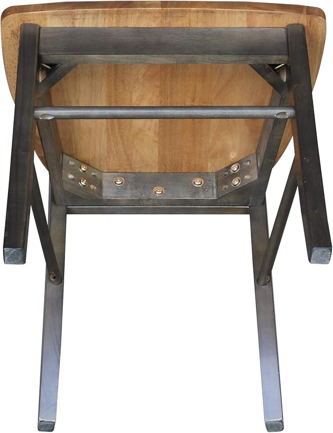 Set of Two X-Back Dining Chairs, Hickory/Washed Coal