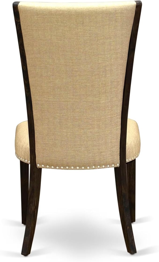 East West Furniture V727VE703-6 6 Piece Dining Room Table Set Contains a Rectangle Kitchen Table with V-Legs and 4 Brown Linen Fabric Parson Chairs with a Bench, 40x72 Inch, Multi-Color