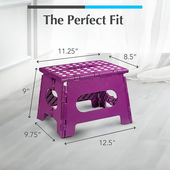 Handy Laundry Folding Lightweight Step Stool - Sturdy Enough to Support Adults and Safe Enough for Kids - Opens Easy with One FLI -. Great for Kitchen, Bathroom or Bedroom (Purple)