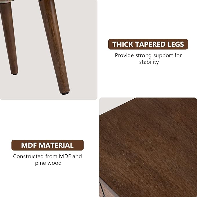 COSIEST Mid-Century Nightstand, Modern MDF Bedside Table, Wood Accent End Table with One Storage Drawer for Bedroom Living Room, Brown