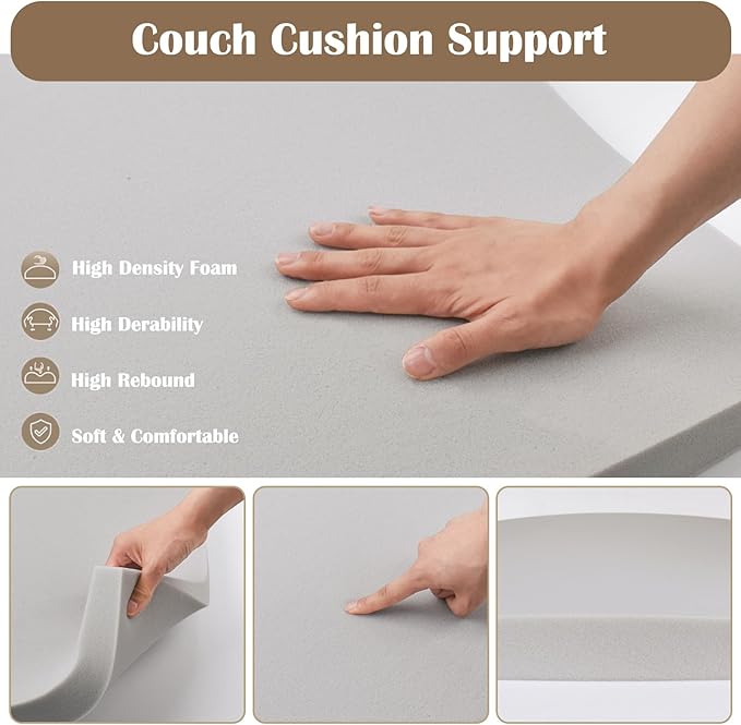 3 Pcs Couch Cushion Support for Sagging Cushion 20" x 20" 40D High Density Cushion Support Board Replacement Gray Sofa Cushion Support