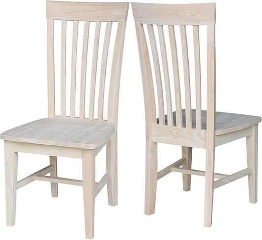 IC International Concepts Set of 2 Tall Mission Chairs Real/Solid Parawood, Kitchen/Dining/Accent, 18.1"W x 22.05"D x 40.16"H, 225 Lbs Wt. Capacity, DIY, Stain/Paint in Any Color, Unfinished