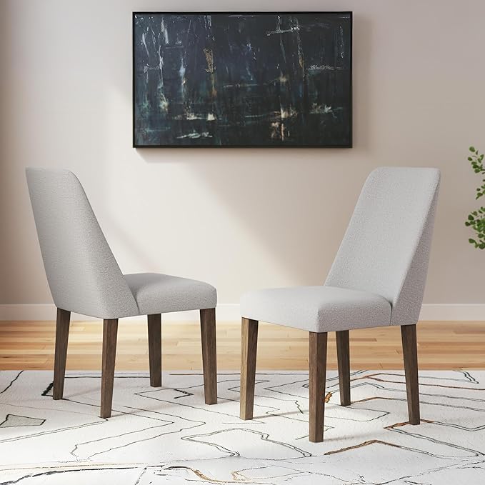 Signature Design by Ashley Lyncott Contemporary Dining Room Upholstered Side Chair with Foam Cushion, Set of 2, Cream & Brown