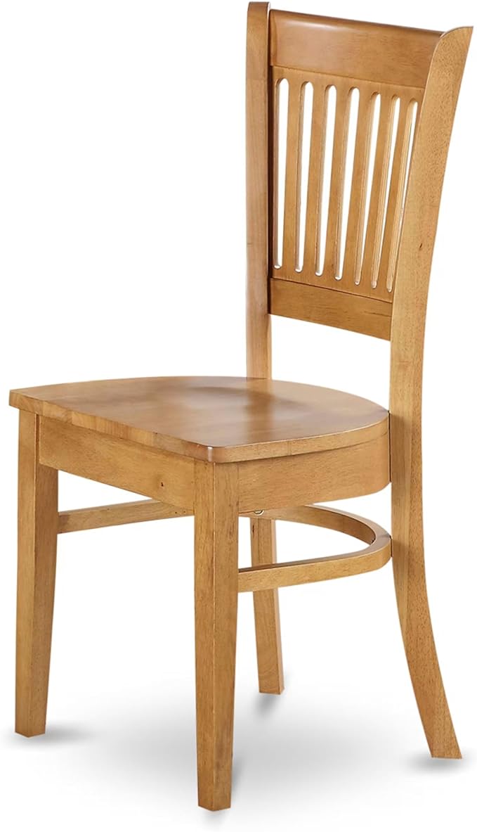 East West Furniture ESVA3-OAK-W 3 Piece Modern Dining Table Set Contains a Round Wooden Table with Pedestal and 2 Kitchen Dining Chairs, 30x30 Inch, Oak