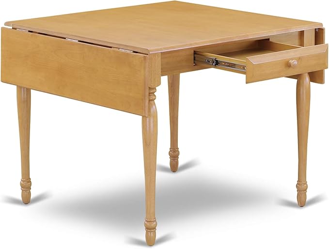 East West Furniture MZNO5-OAK-W 5 Piece Dining Room Table Set Includes a Rectangle Dining Table with Dropleaf and 4 Wood Seat Chairs, 36x54 Inch, Oak