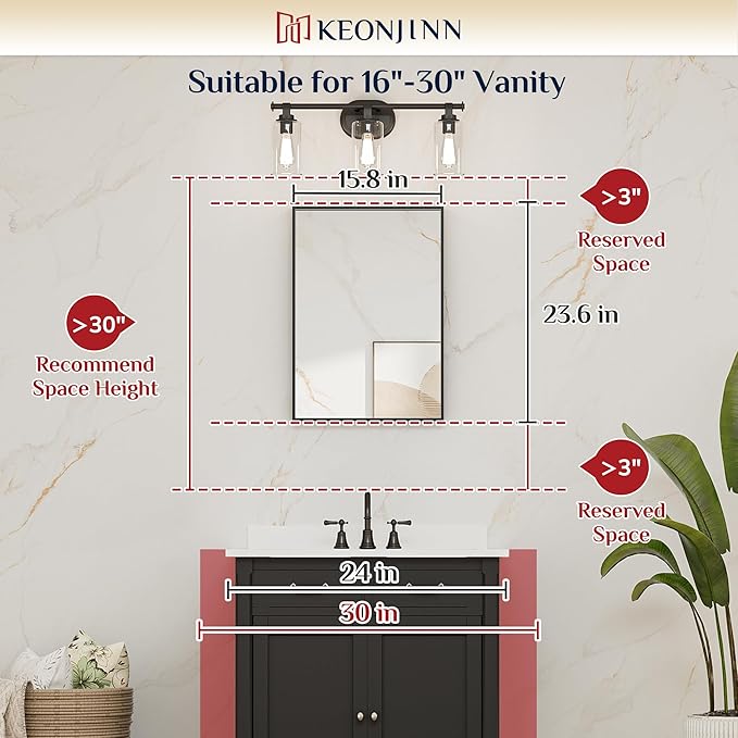 Keonjinn 16 x 24 in Brushed Nickel Bathroom Mirror, Rectangular Metal Framed Vanity Mirror for Wall Square Corner Aluminum Alloy Modern Rectangle Mirror(Horizontal/Vertical)