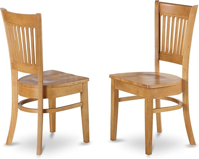 East West Furniture ANVA5-OAK-W 5 Piece Dining Set Includes a Round Dining Room Table with Pedestal and 4 Wood Seat Chairs, 36x36 Inch, Oak
