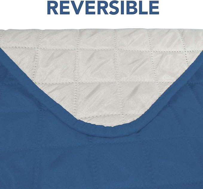 PureFit Reversible Sofa Couch Cover Water Resistant Couch Covers for 3 Cushion, Washable Furniture Cover with Non-Slip Foam and Adjustable Strap for Dogs, Pets (Sofa, Blue/Ivory)