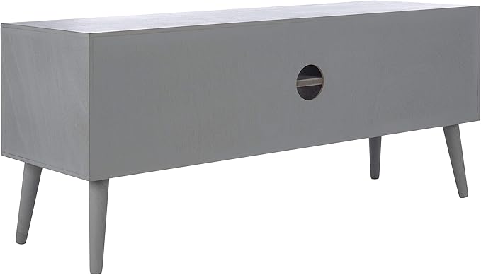 SAFAVIEH Sorrel TV Stand for up to 55" Flatscreen – Distressed Grey, 2 Doors with Interior Storage, 2 Open Shelves, Entertainment Media Console (MED5701D)