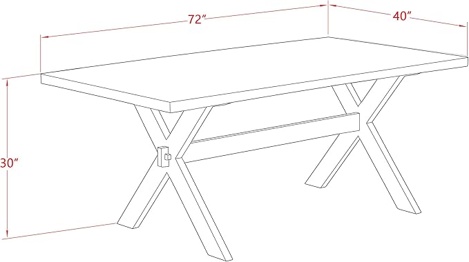 East West Furniture X027EL207-7 7 Piece Kitchen Table Set Consist of a Rectangle Dining Table with X-Legs and 6 Gray Linen Fabric Parsons Dining Chairs, 40x72 Inch, Multi-Color
