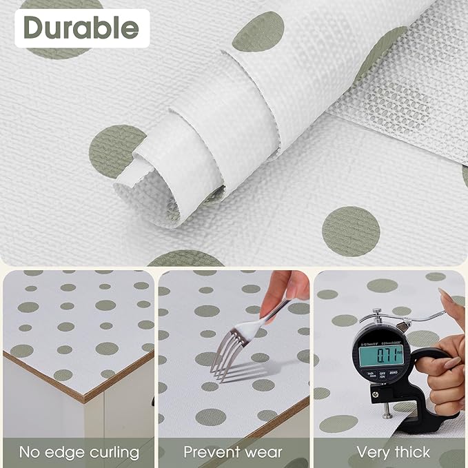 Beautysaid Shelf and Drawer Liner for Kitchen Cabinet, Non Adhesive Non Slip Shelf Paper Waterproof Washable Thickened for Dresser Pantry Shelve Bathroom Protector Liner(Polka Dot,12 in x 10 FT)