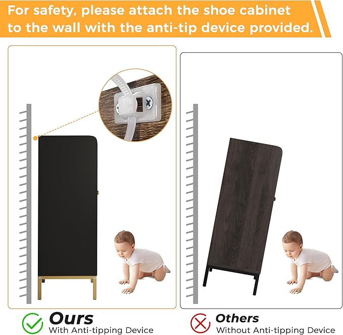 Rattan Shoe Cabinet Storage for Entryway, Shoe Cabinet with Adjustable Shelves for Entryway, 5-Tier, 20 Pair Shoe Rack Storage for Hallway, Closet, Living Room, Black