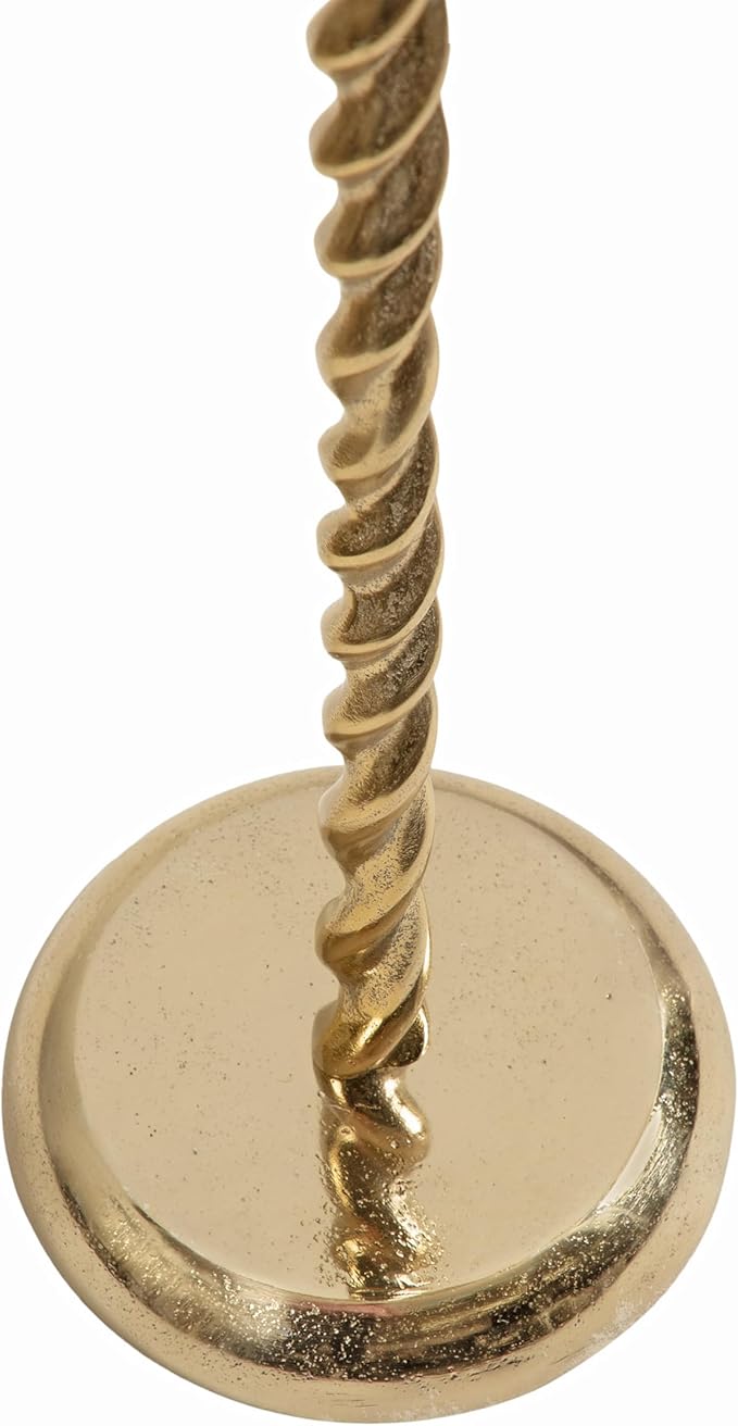 Kate and Laurel Ropa Transitional Round Pedestal Drink Table, 9 x 9 x 22, Gold, Decorative Cast Aluminum Mini Table with Spiral Rope Design for Use as Indoor Plant Stand or Living Room Accent
