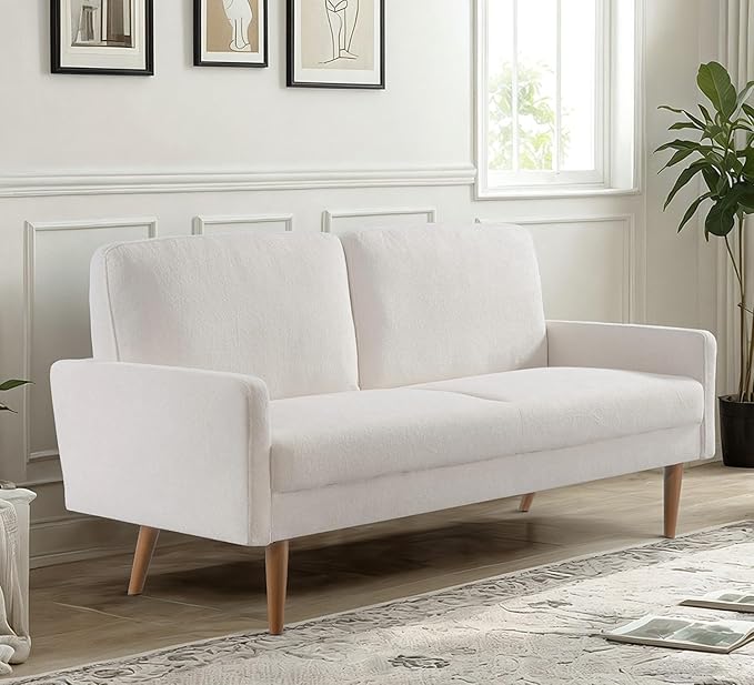 Kent 2 Piece Velvet Sofa and Loveseat Set, European Style with Modern & Vintage Flair, Upholstered 5 Seater Couch, Chic Living Room Furniture Seating for Home, Apartment or Office, Ivory
