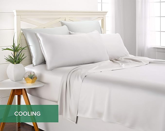 Short Queen Sheets by Pure Bamboo for RV Camper (60"x75") - Genuine 100% Organic Viscose Derived from Bamboo Bed Sheet Set, Soft & Cooling, Lifetime Quality Promise (Short Queen, White)