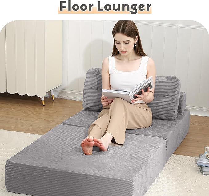 MeMoreCool No More Floor Sleeping Guests 2-in-1 Instant Guest Bed Transforms Studio Living - 5-Second Setup Boneless Design - Machine Washable Grey