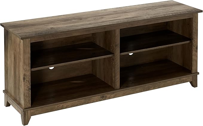 ROCKPOINT 58inch TV Stand Media Console for TV’s up to 65 Inches, Home Living Room Storage Console, Entertainment Center with 4 Open Storage Shelves, Modern TV Console Table (Rustic Oak)