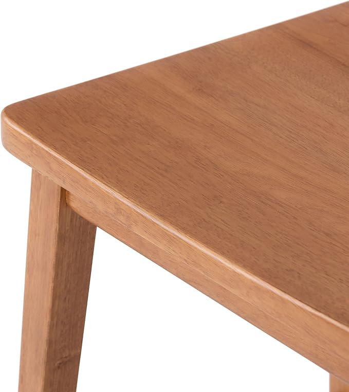 Plank+Beam Smythe Dining Stool, 18" Vanity Stools, Set of 2, Sturdy Wood Modern Kitchen Stool, Saddle Seat Backless Chair, Metal Footrest, Pecan