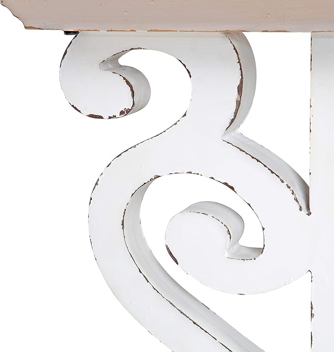 Kate and Laurel Wyldwood Rustic Carved Coffee Table, 38" x 23" x 18", Distressed Brown and White, Farmhouse-Inspired Living Room Decor