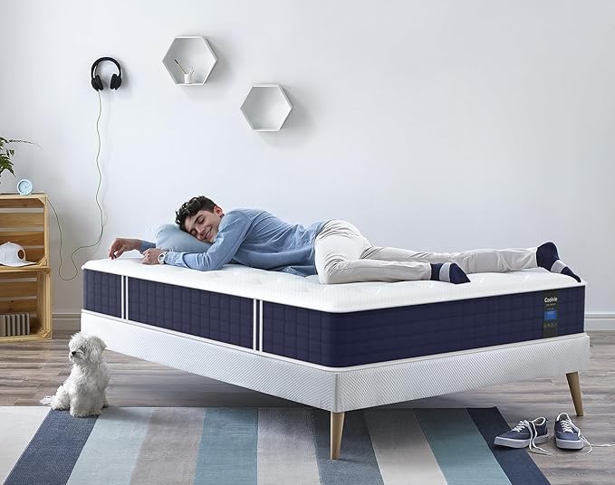 Coolvie Queen Mattress, 10 Inch Hybrid Mattress Queen Size, Individual Pocket Springs with Memory Foam, Bed in a Box, Cooler Sleep with Pressure Relief and Support