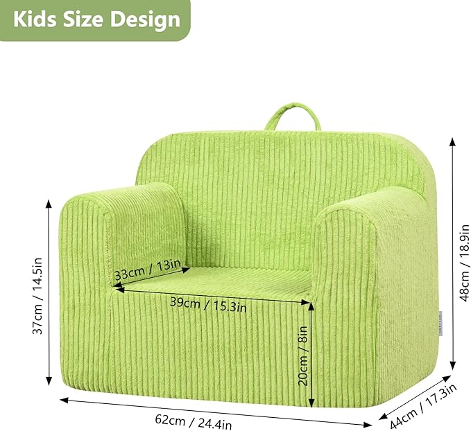 Kids Sofa, 2-in-1 Comfy Toddler Couch,Soft Sherpa Fold Out Toddler Chair for Boys and Girls (Green)
