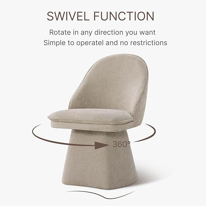Swivel Dining Chairs Modern Desk Chair Upholstered Linen Fabric Side Chair for Kitchen Dining Room Bedroom,Khaki,4 Box