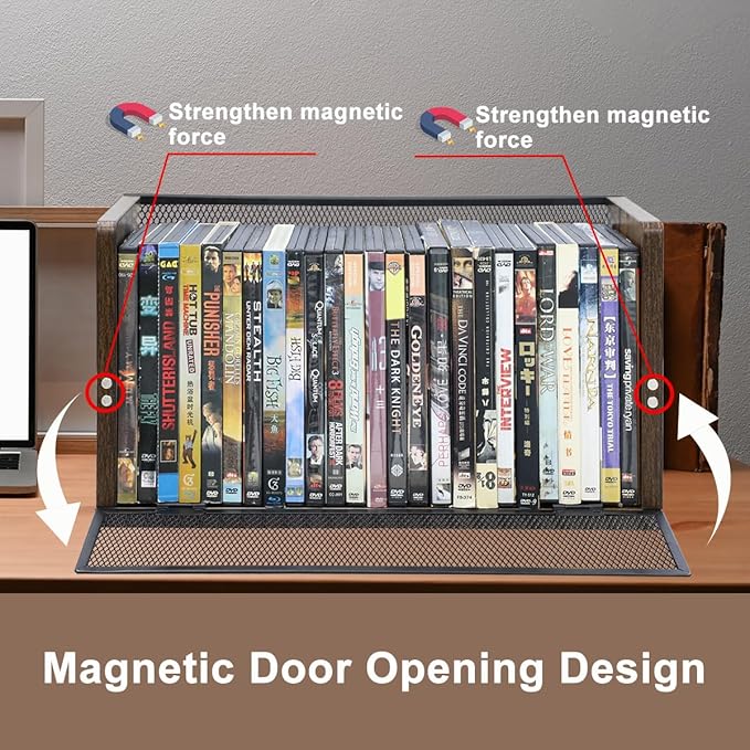 DVD Storage Rack - DVD Storage Case Holds 28 Full Case DVDs, 32 Blu-Ray Disc, Desktop or Closet DVD Stand, CD Display for Blu-Ray | Video Gam e Cases | Papers | Cards
