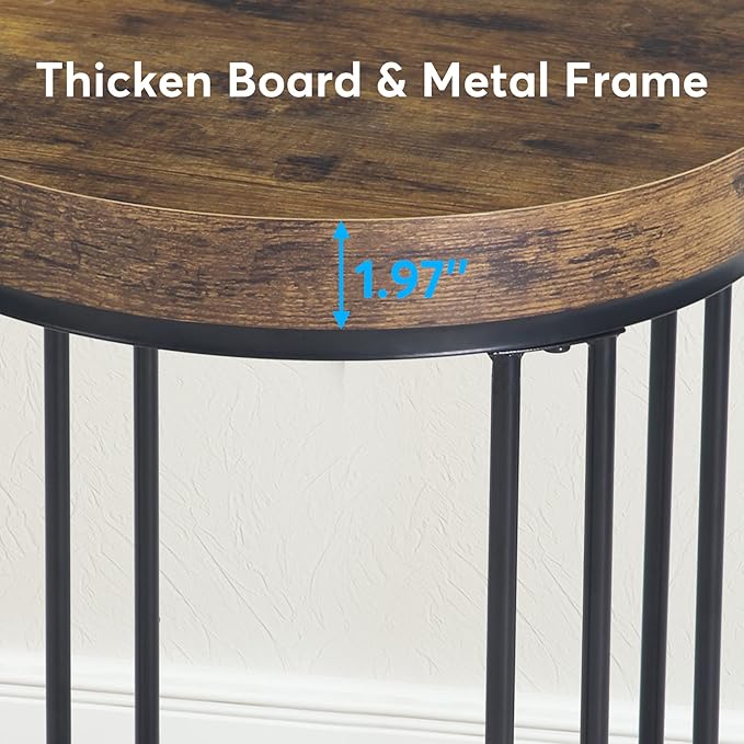 Tribesigns Round End Table, Modern Side Small Accent Nightstand with Metal Frame, Wooden Circle Bedside for Living Room Sofa Couch, Bedroom, Easy Assembly, Space Saving, Rustic Brown & Black