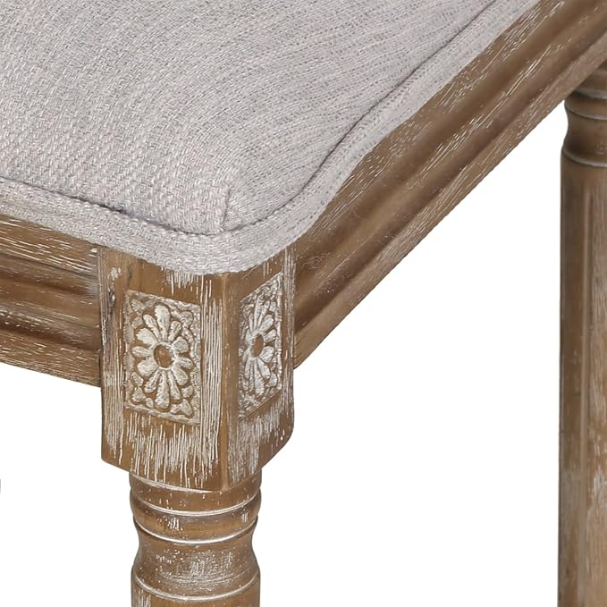 Merax Upholstered Solid Wood Dining Chairs Set of 2, French Country Style Accent Side Seating Furniture for Kitchen, Living Room, Wicker Back, Light Grey