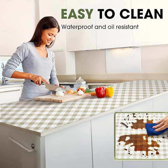 Beautysaid Shelf and Drawer Liner for Kitchen Cabinet, Non Adhesive Non Slip Shelf Paper Waterproof Washable Thickened for Dresser Pantry Shelve Bathroom Protector Liner(Checkered,12 in x 10 FT)