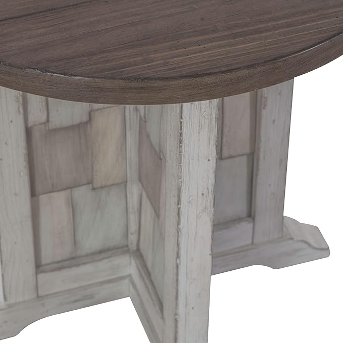Liberty Furniture River Place Living Room Round Chairside Table - Riverstone White & Tobacco