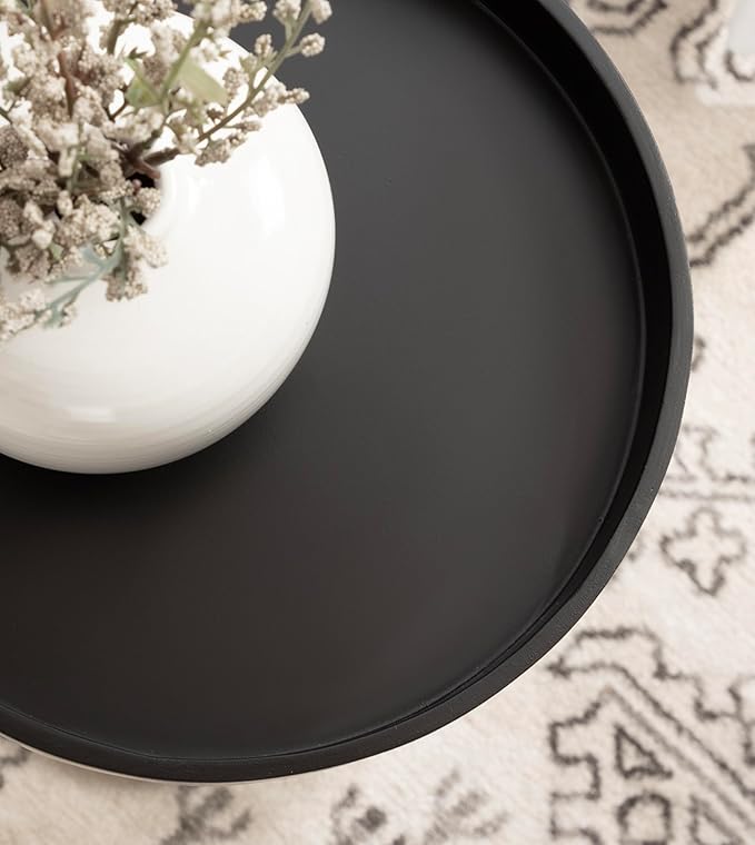 Kate and Laurel Bellport Farmhouse Round Drink Table, 10 x 10 x 22, Black, Decorative Traditional Mini Table for Use as Charming Indoor Plant Stand or Living Room Pedestal Table