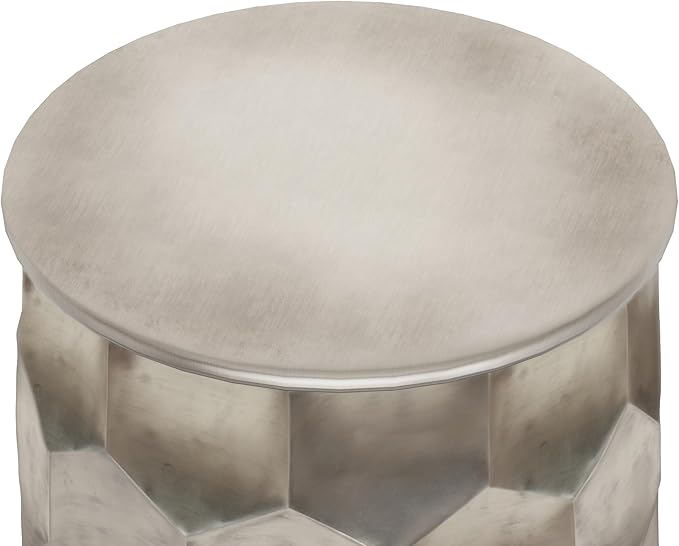 SIMPLIHOME Whitney Industrial 17 inch Wide Metal Storage Accent Side Table in Antique Silver , Fully Assembled for the Living Room and Bedroom