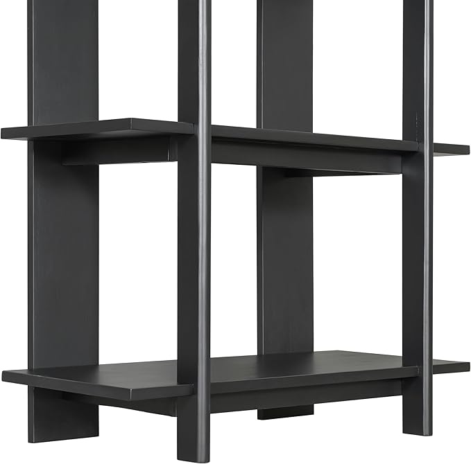 Christopher Knight Home Milio Modern 4 Shelf Bookcase, Acacia Solid Wood Book Organizer with Non-Slip Foot Pads, Sturdy Open Storage Shelf, Big Book Shelf, Floor Standing Unit, 70.20'' Height, Black