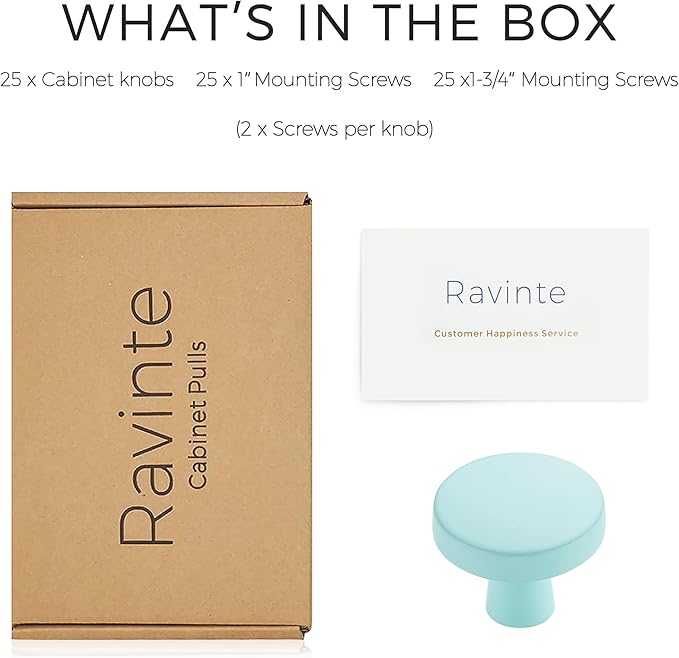 Ravinte 25 Pack Drawer Pulls 1-1/4 Inch Kitchen Cabinet Knobs Solid Round Dresser Drawer Knobs Green Dresser Knobs Drawer Knobs Simple Cabinet Hardware for Cupboard Drawer Pulls