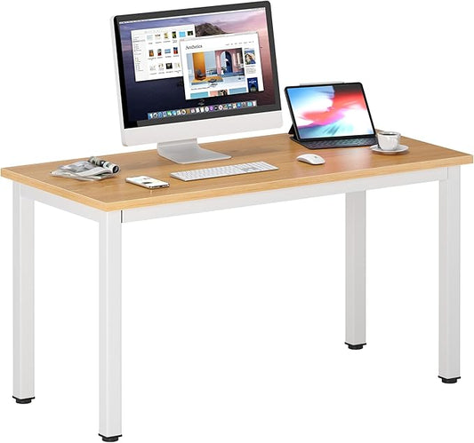 DlandHome 47 inches Medium Computer Desk, Composite Wood Board, Decent and Steady Home Office Desk/Workstation/Table, BS1-120TW Teak and White Legs, 1 Pack