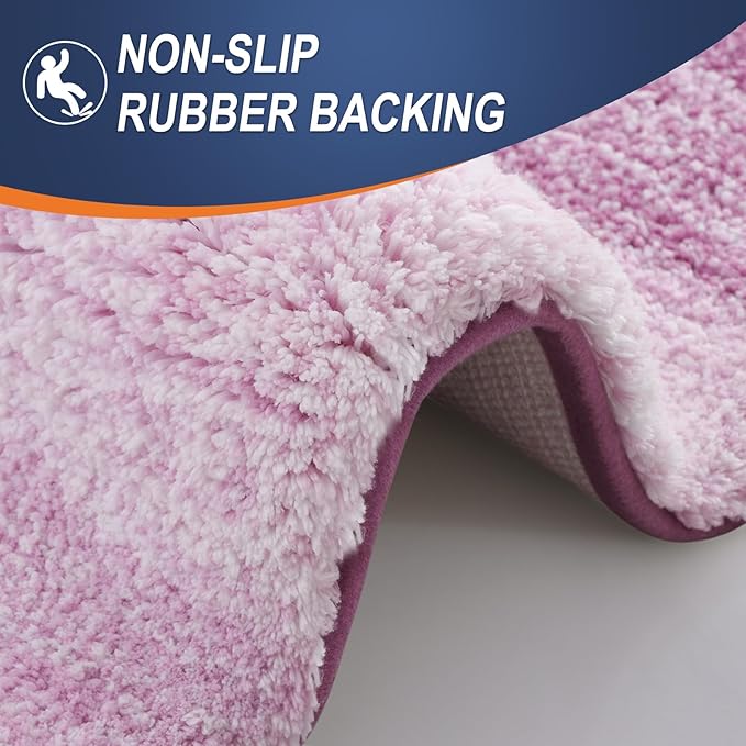 OLANLY Bathroom Runner Rugs 47x20, Extra Soft Absorbent Microfiber Bath Rugs, Rubber Backing, Quick Dry, Washable Bath Mats for Bathroom Floor, Tub and Shower, Home Decor Accessories, Pinkish-Purple