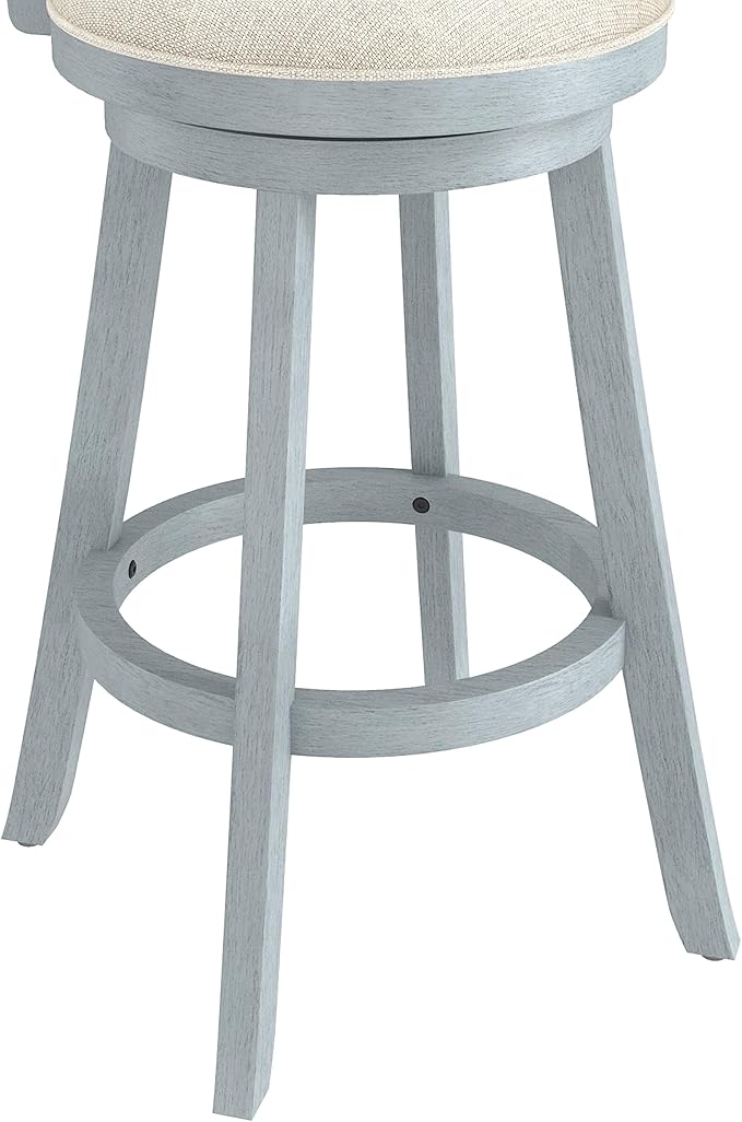 Hillsdale Fairfox 30.5" Wood Swivel Bar Height Stool, Blue Wire Brush