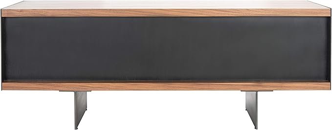SAFAVIEH Couture Terrance TV Stand for up to 65" Flatscreen – Walnut Brown, 2 Doors with Interior Storage, 2 Open Shelves, Entertainment Media Console (SFV6047B)