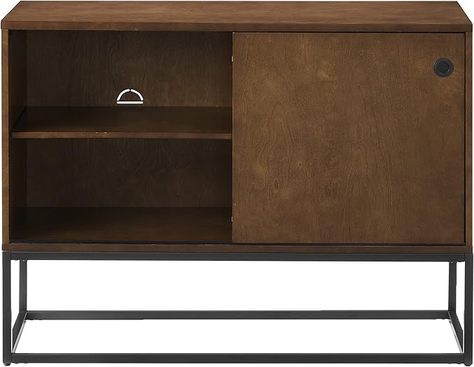 Crosley Furniture Byron Media Console and Record Player Stand with Storage for Vinyl Records, Brown/Black