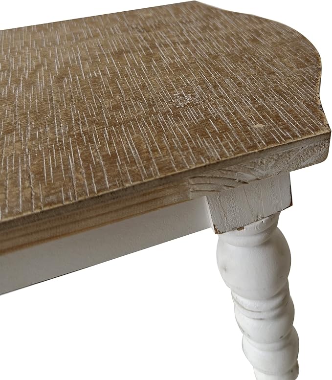 Wooden Bathroom Farmhouse Step Stool, Wood Foot Stool for Adults Kids, Bedside Step Plant Stand for Kitchen
