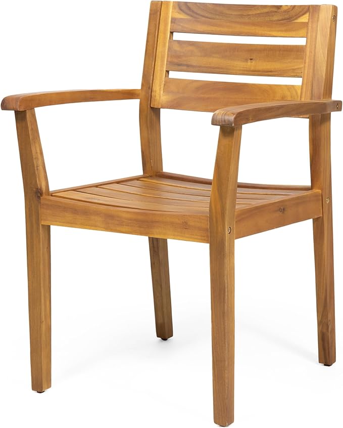 Merax Acacia Wood Dining Chairs Set of 2,Stamford Outdoor Acacia Wood Dining Chairs for Kitchen, Living Room,Outdoor,Teak